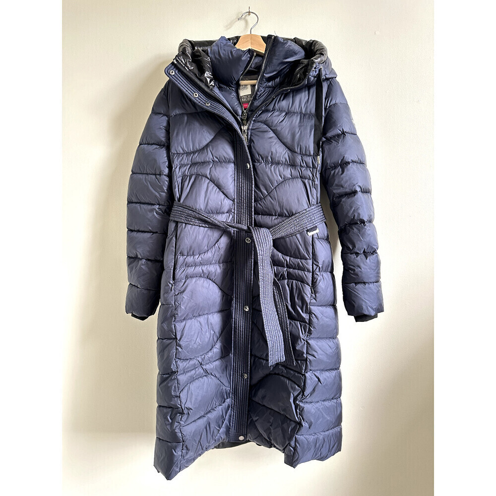 vince Camuto Women's Quilted Maxi Gilet Puffer Coat size S in navy $349